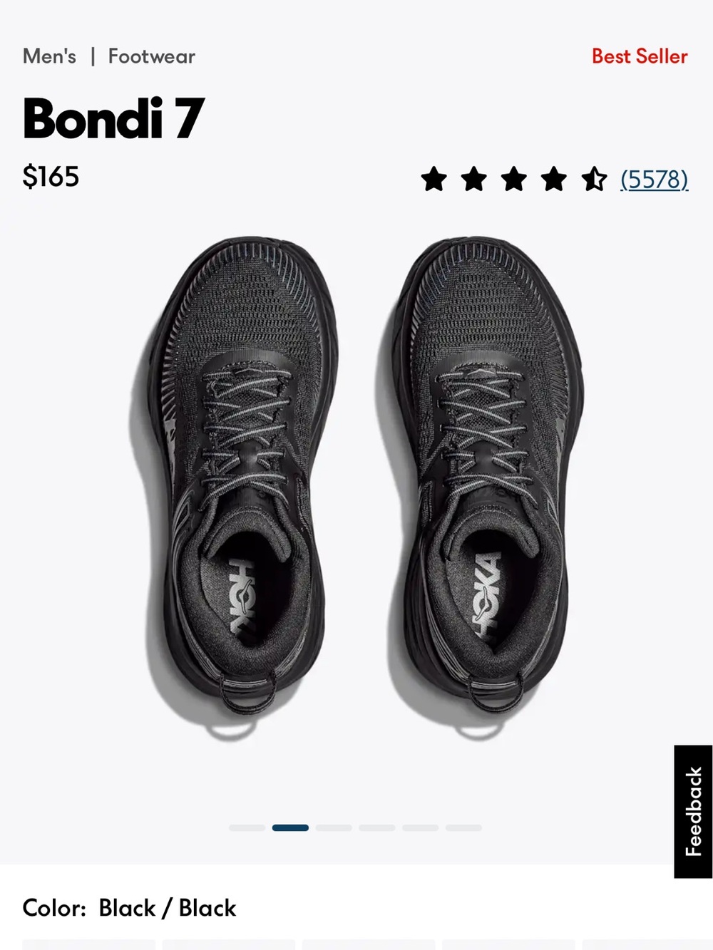 Hoka Men’s Black Bondi 7 Sneaker Size 10 4 E Extra Wide